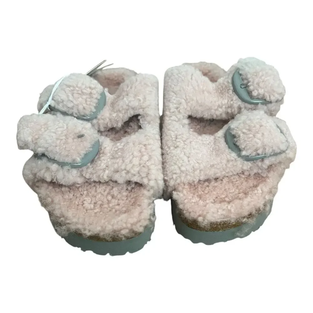 Birkenstocks Papillio Arizona Teddy Shearling Crystal Rose Pink Sandals 36EU